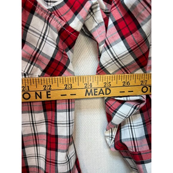 Talbots Plus Women's Cotton Button Up Blouse Long Sleeve Size 18W Red White Plai - Picture 10 of 12